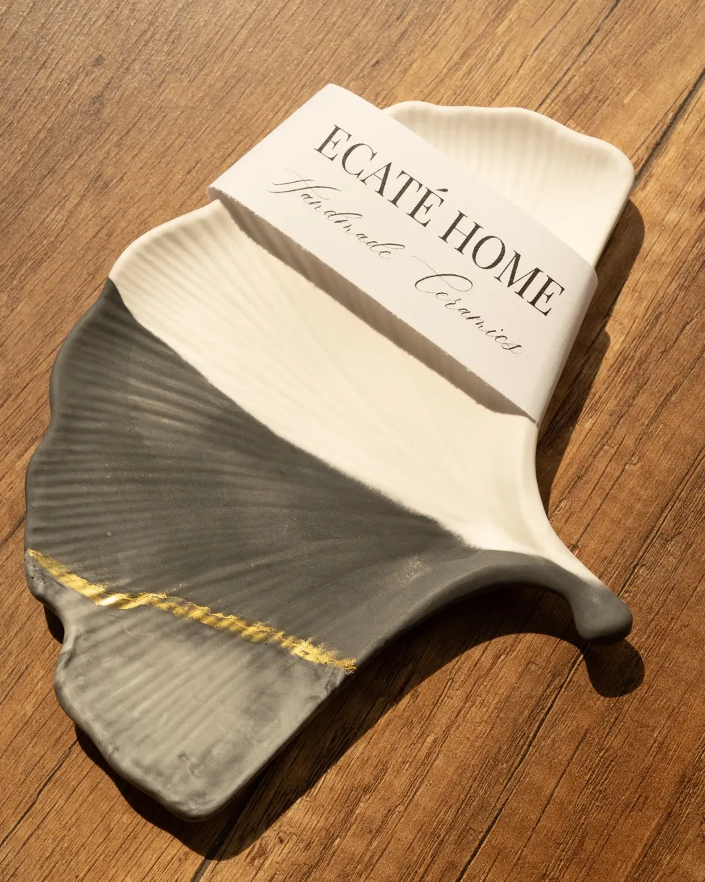 Tavă decorativă Ginkgo din praf ceramic — miniatură 4