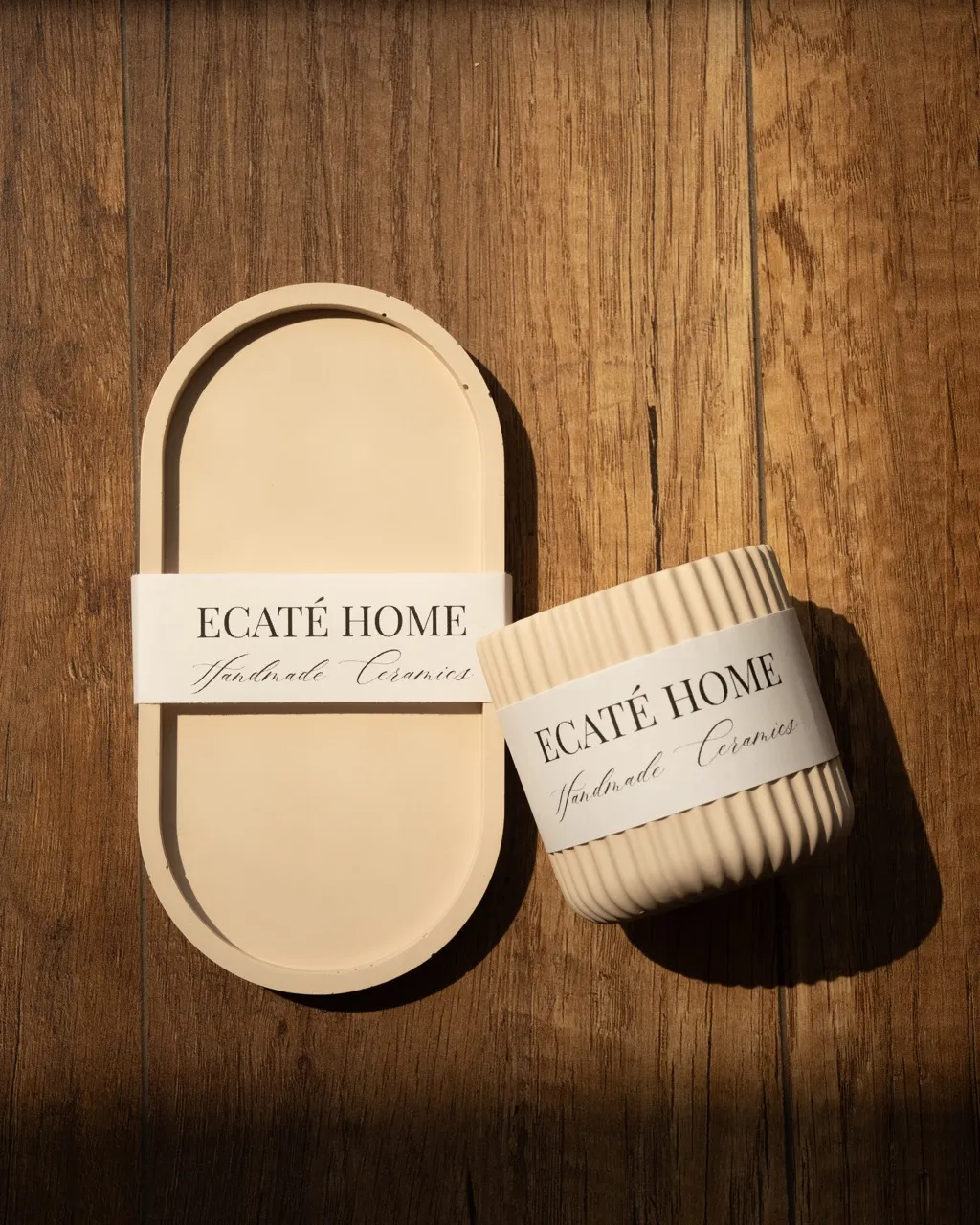 Set decorativ tăviță și borcan din praf ceramic — miniatură 2